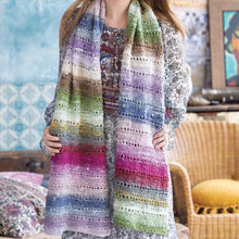 Load image into Gallery viewer, Eyelet Scarf made with Noro Tsubame yarn.
